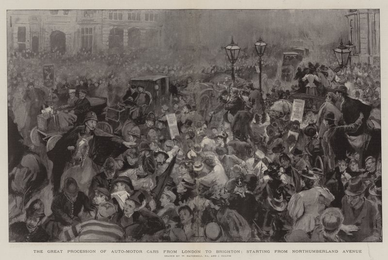 The Great Procession of Auto-Motor Cars from London to Brighton, starting from Northumberland Avenue by William Hatherell