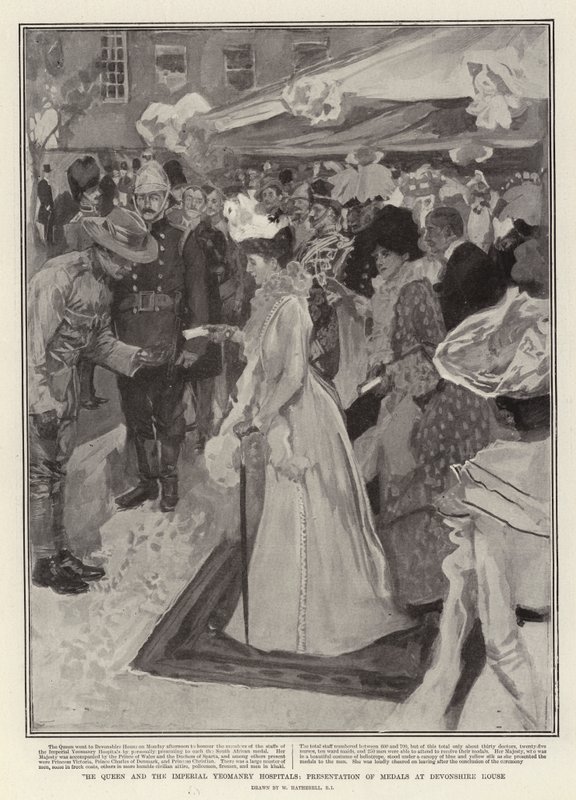 The Queen and the Imperial Yeomanry Hospitals, Presentation of Medals at Devonshire House by William Hatherell