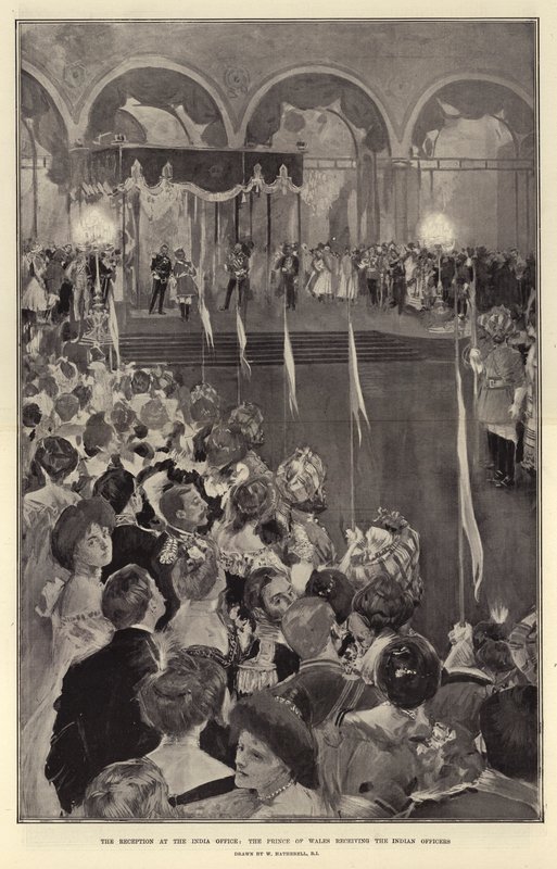 The Reception at the India Office, the Prince of Wales receiving the Indian Officers by William Hatherell