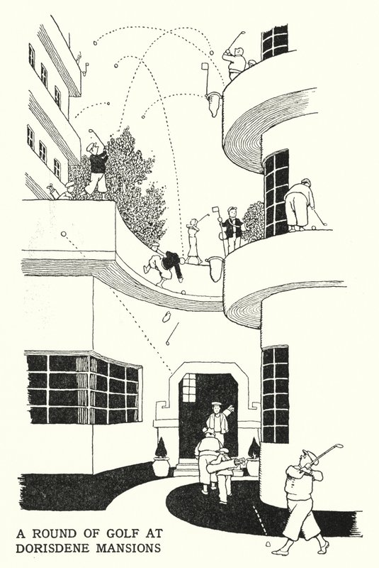 A Round of Golf at Dorisdene Mansions by William Heath Robinson