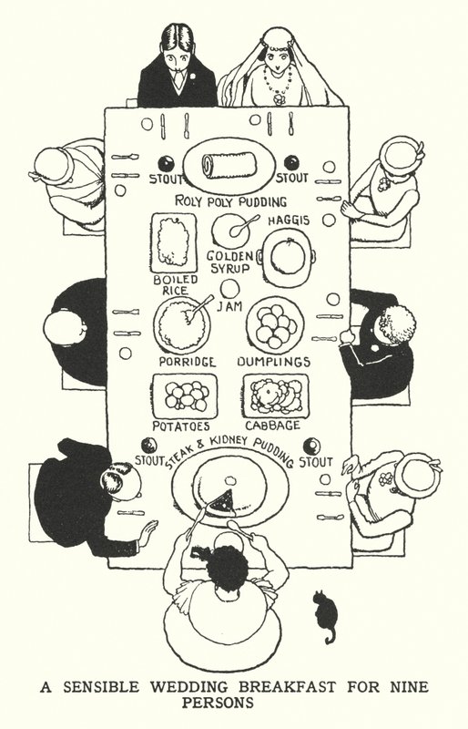 A Sensible Wedding Breakfast for Nine Persons by William Heath Robinson