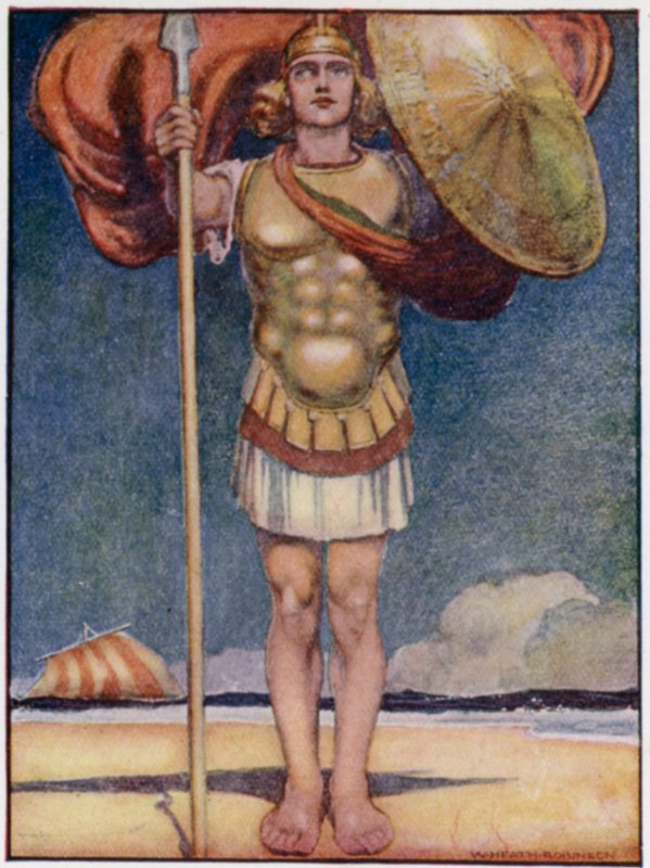Achilles, fleetest of foot, and bravest of all Greek heroes by William Heath Robinson