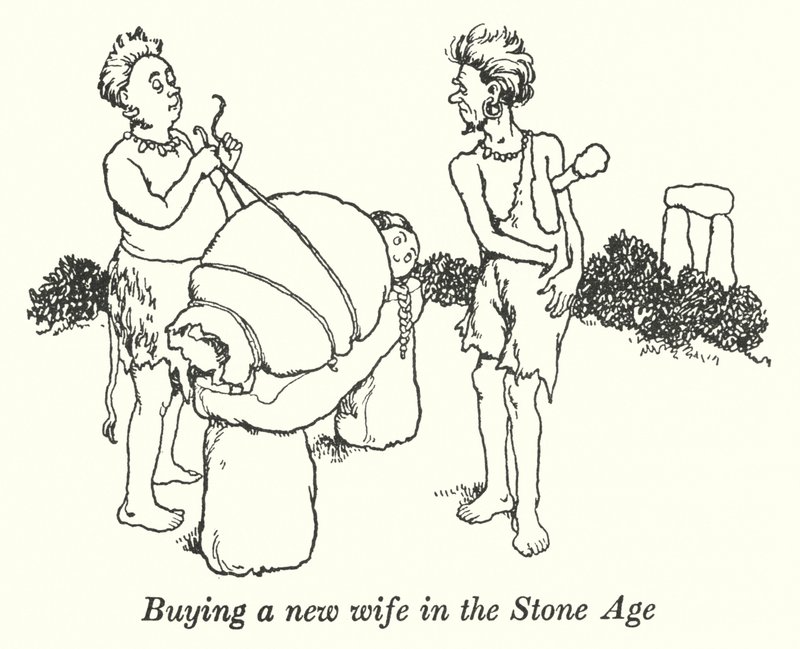 Buying a new wife in the Stone Age by William Heath Robinson