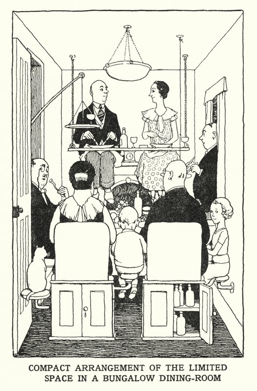 Compact Arrangement of the Limited Space in a Bungalow Dining-Room by William Heath Robinson