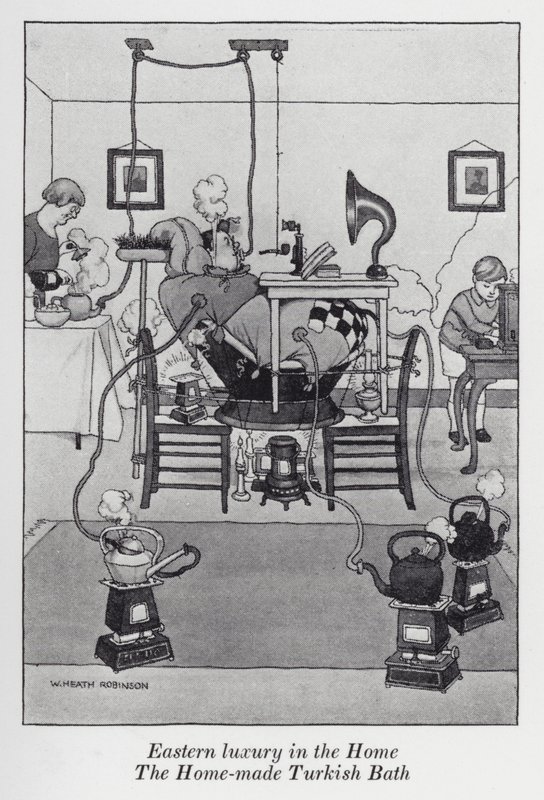 Eastern luxury in the Home, The Home-made Turkish Bath by William Heath Robinson