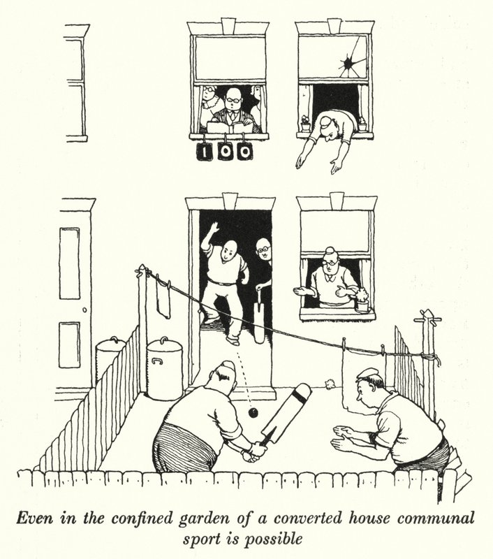 Even in the Confined Garden of a Converted House Communal Sport is Possible by William Heath Robinson