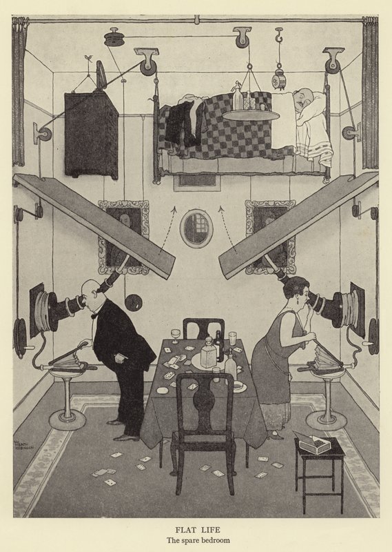 Flat Life, the Spare Bedroom by William Heath Robinson
