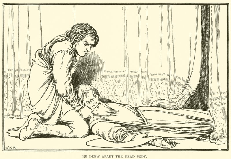 He drew apart the dead body by William Heath Robinson