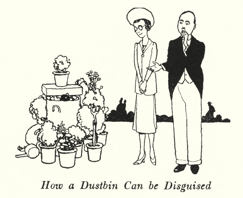 How a Dustbin Can be Disguised by William Heath Robinson