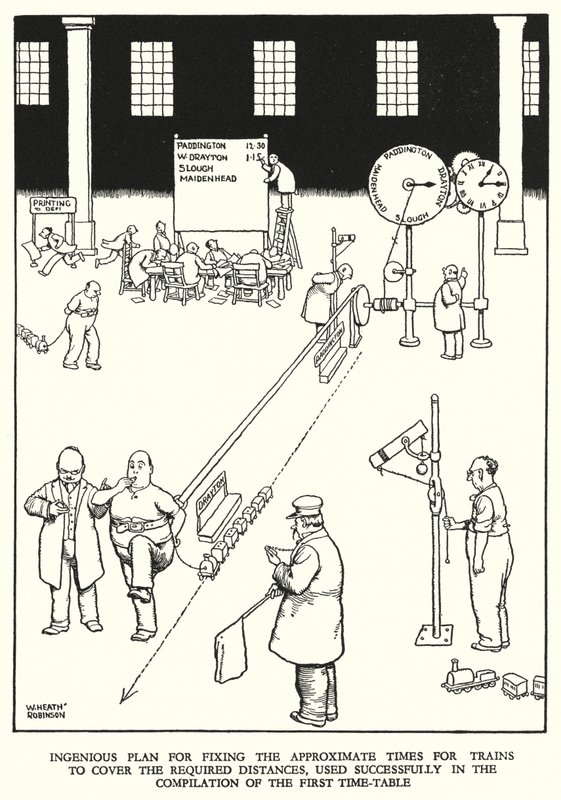 Illustration for Railway Ribaldry by W Heath Robinson by William Heath Robinson