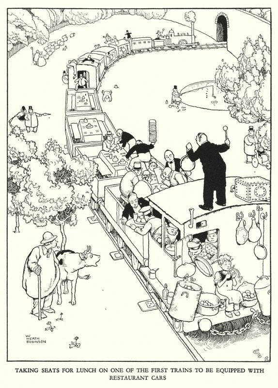 Illustration for Railway Ribaldry by W Heath Robinson by William Heath Robinson