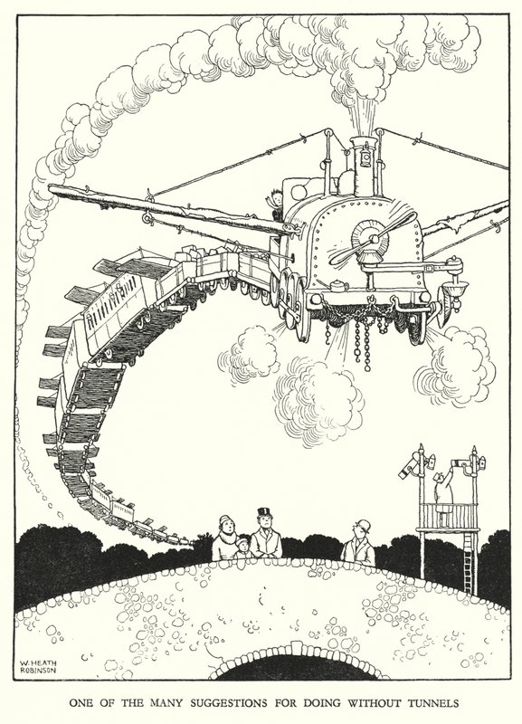 Illustration for Railway Ribaldry by W Heath Robinson by William Heath Robinson