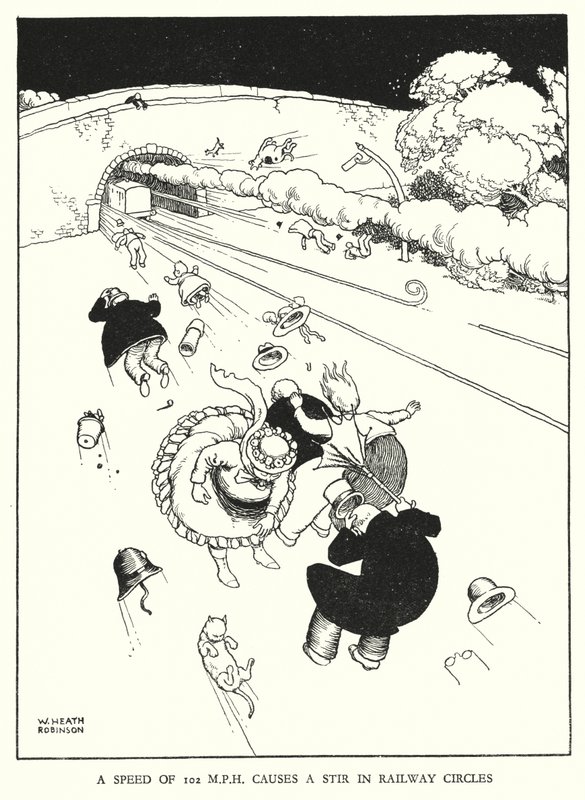 Illustration for Railway Ribaldry by W Heath Robinson by William Heath Robinson