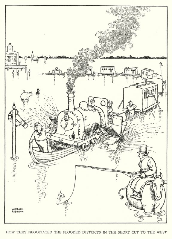 Illustration for Railway Ribaldry by W Heath Robinson by William Heath Robinson