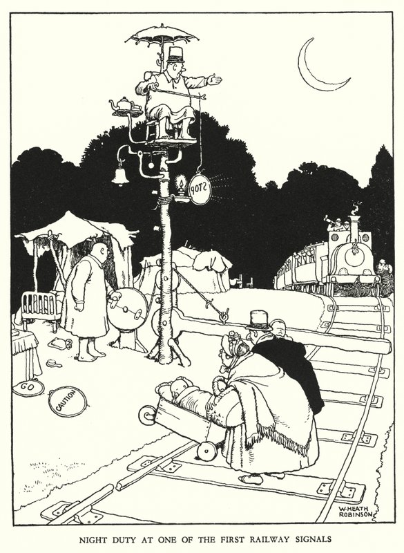 Illustration for Railway Ribaldry by W Heath Robinson by William Heath Robinson