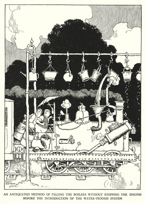 Illustration for Railway Ribaldry by W Heath Robinson by William Heath Robinson
