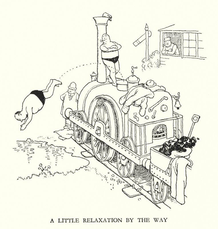Illustration for Railway Ribaldry by W Heath Robinson by William Heath Robinson