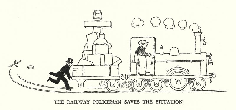 Illustration for Railway Ribaldry by W Heath Robinson by William Heath Robinson