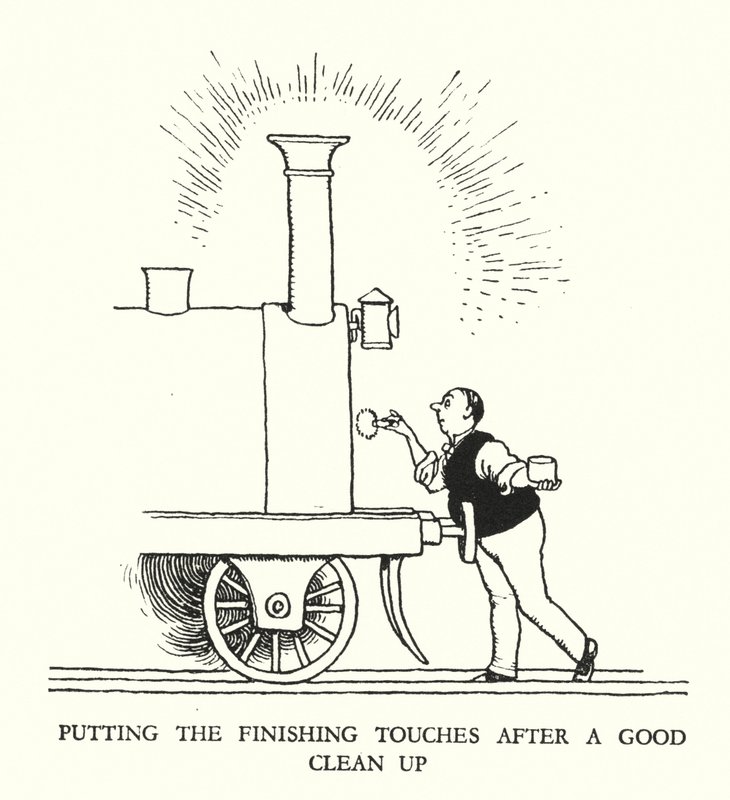 Illustration for Railway Ribaldry by W Heath Robinson by William Heath Robinson