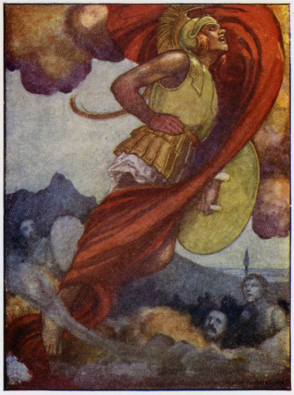 Mars, like a thunder-cloud, swept upwards through the sky to Olympus by William Heath Robinson