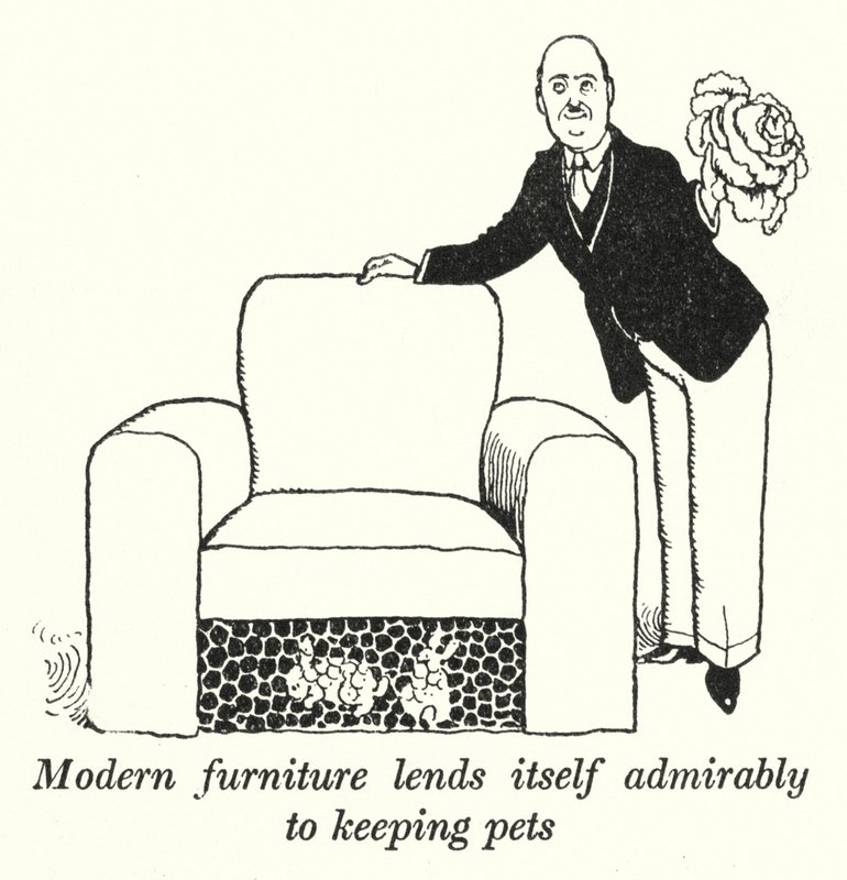 Modern furniture lends itself admirably to keeping pets by William Heath Robinson