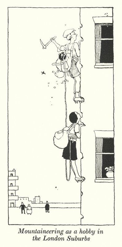 Mountaineering as a Hobby in the London Suburbs by William Heath Robinson