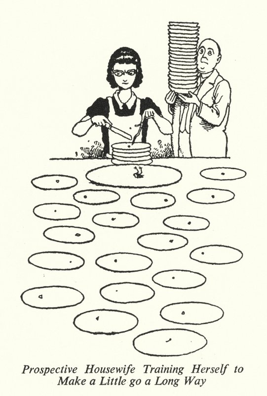 Prospective Housewife Training Herself to Make a Little go a Long Way by William Heath Robinson