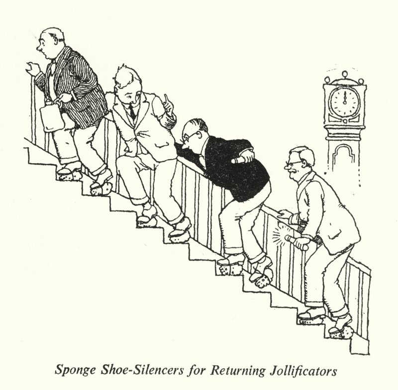 Sponge Shoe-Silencers for Returning Jollificators by William Heath Robinson