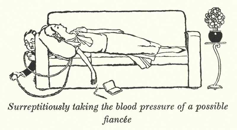 Surreptitiously Taking the Blood Pressure of a Possible Fiancee by William Heath Robinson