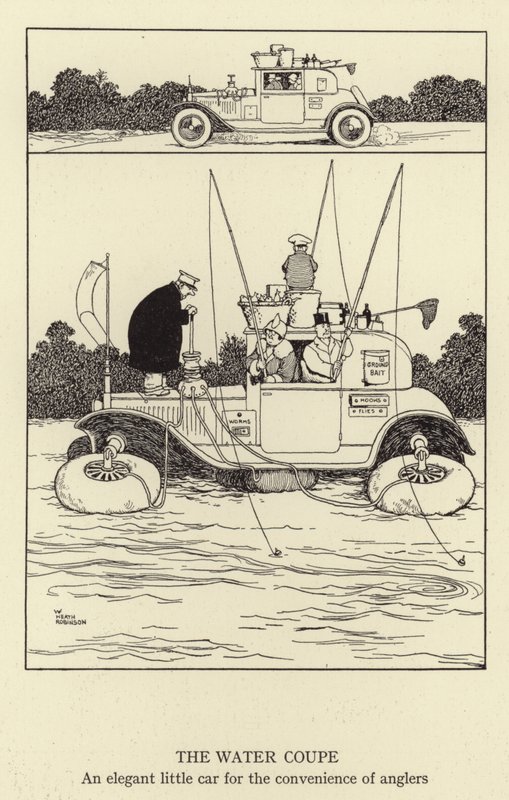 The Water Coupe, an elegant little car for the convenience of anglers by William Heath Robinson