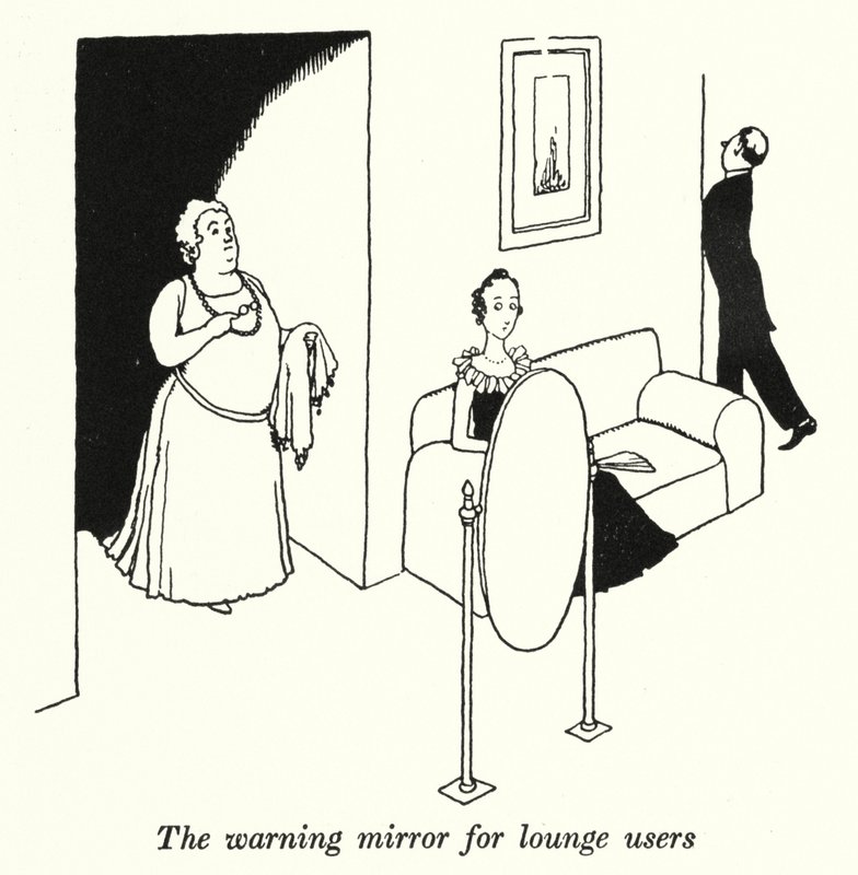 The Warning Mirror for Lounge Users by William Heath Robinson