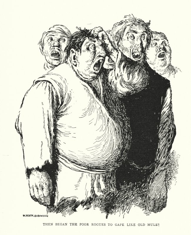 Then began the poor rogues to gape like old mules by William Heath Robinson