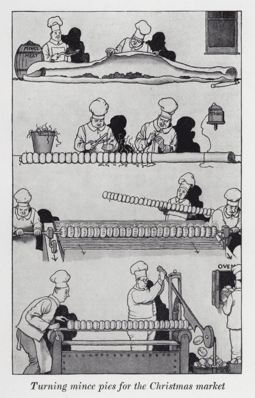 Turning Mince Pies for the Christmas Market by William Heath Robinson