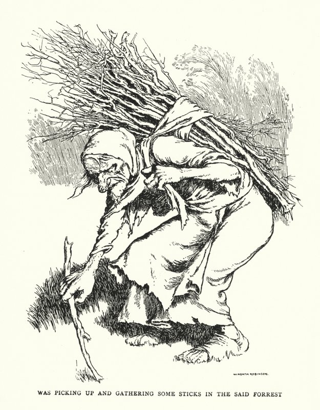 Was picking up and gathering some sticks in the said forest by William Heath Robinson