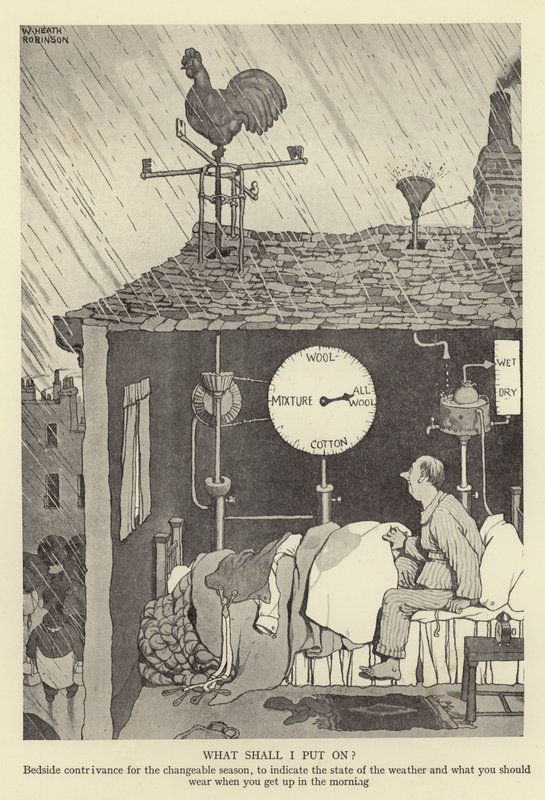 What Shall I Put On? Bedside Contrivance for the Changeable Season, to Indicate the State of the Weather and What You Should Wear When You Get Up in the Morning by William Heath Robinson