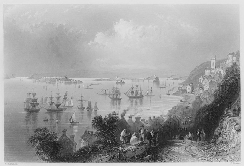 Cove Harbour, in Queenstown Harbour by William Henry (after) Bartlett