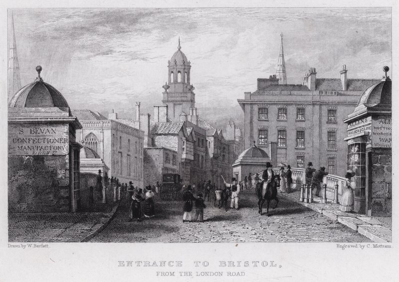 Entrance to Bristol, from the London Road by William Henry (after) Bartlett