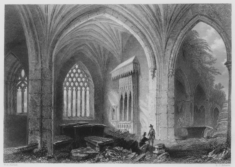 Interior of Holly-Cross Abbey by William Henry (after) Bartlett