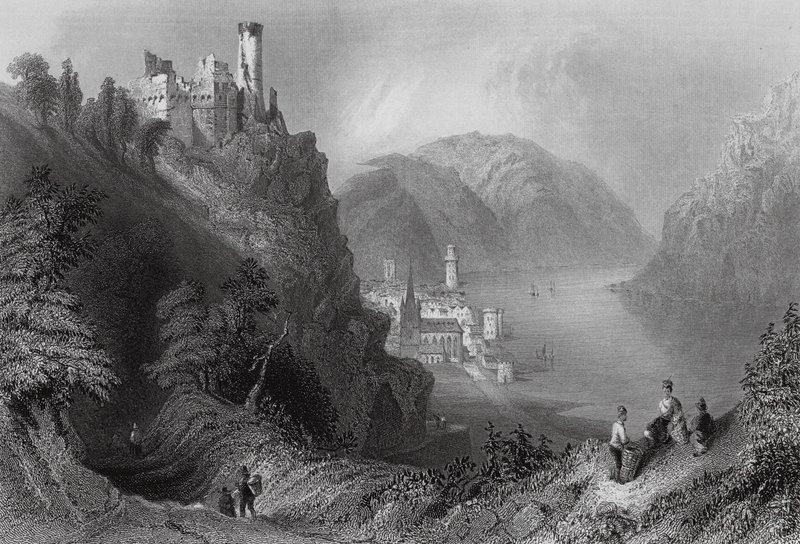 Oberwesel and the Castle of Schomberg by William Henry (after) Bartlett
