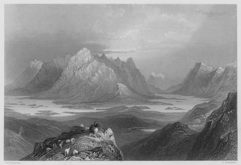 Scene from Cloonacartin Hill, Connemara by William Henry (after) Bartlett