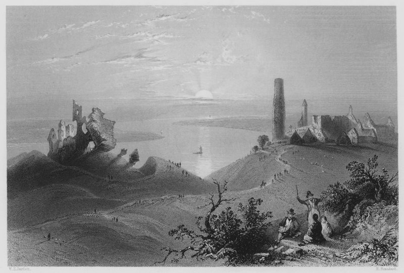 Seven Churches of Clonmacnoise, on the Shannon by William Henry (after) Bartlett
