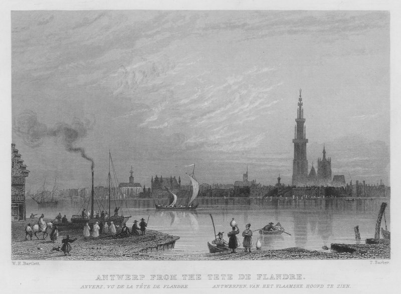 Antwerp from the Tete De Flandre by William Henry Bartlett