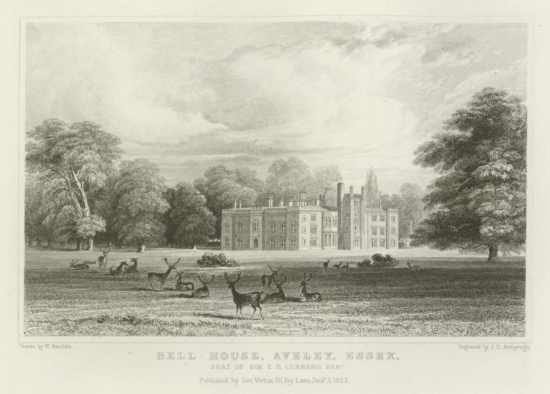 Bell House, Aveley, Essex, Seat of Sir T B Lennard, Baronet by William Henry Bartlett