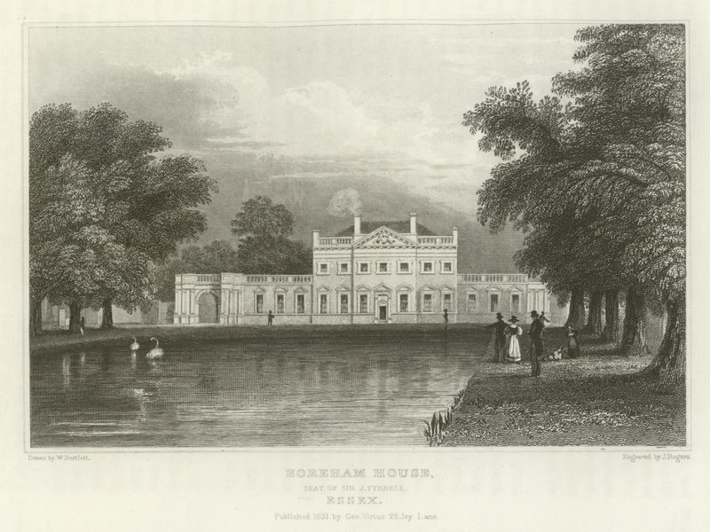 Boreham House, Seat of Sir J Tyrrell, Essex by William Henry Bartlett