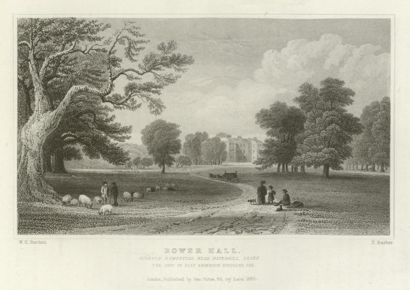 Bower Hall, Steeple Bumpstead, near Haverhill, Essex, the Seat of Elly Anderson Stephens, Esquire by William Henry Bartlett
