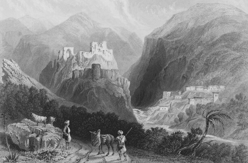 Castle in Mount Amana, Near the Khan Karamont by William Henry Bartlett