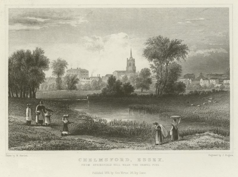 Chelmsford, Essex, from Springfield Hill, near the Gravel Pits by William Henry Bartlett