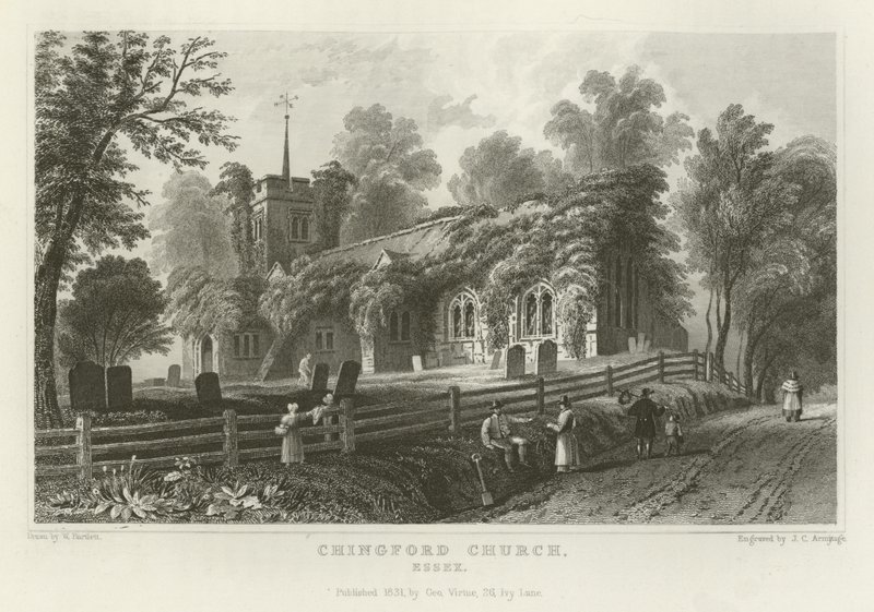 Chingford Church, Essex by William Henry Bartlett