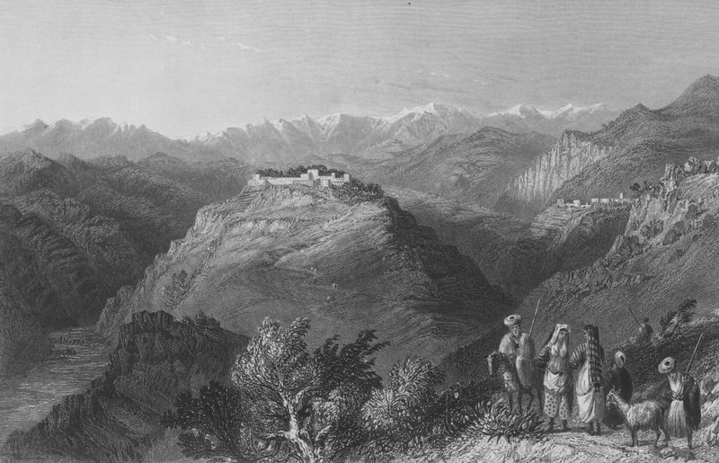 Djouni, or the Tower of Lebanon, Once the Residence of Lady Hester Stanhope by William Henry Bartlett