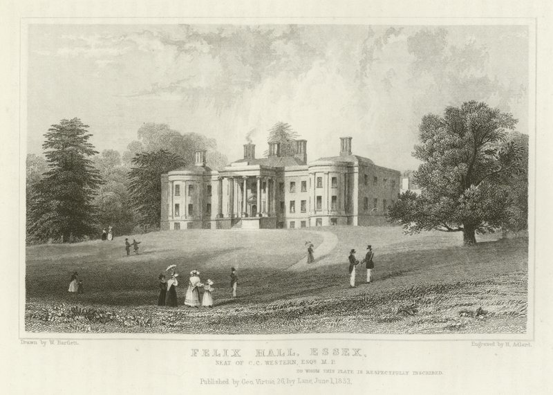 Felix Hall, Essex, Seat of C C Western, Esquire, MP by William Henry Bartlett